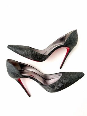 CHRISTIAN LOUBOUTIN || Iriza 100 Flintstar‎ Glitter D’Orsay Heels EU 37.5
